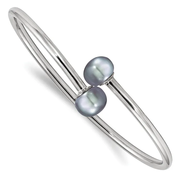 Sterling Silver Rhodiumplated 910mm Grey Button FWC Pearl BraceletWBCQH5368G WB Choice Jewelry Bracelets Sterling Silver Rhodiumplated 910mm Grey Button FWC Pearl BraceletWBCQH5368G WB Choice Jewelry Bracelets
