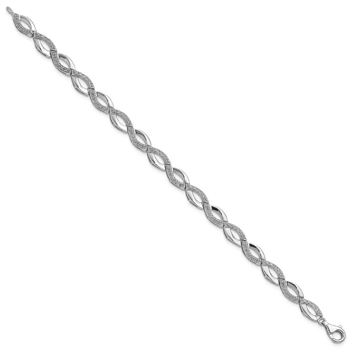 Sterling Silver Rhodiumplated Diam BraceletWBCQDX1146 WB Choice Jewelry Bracelets Sterling Silver Rhodiumplated Diam BraceletWBCQDX1146 WB Choice Jewelry Bracelets