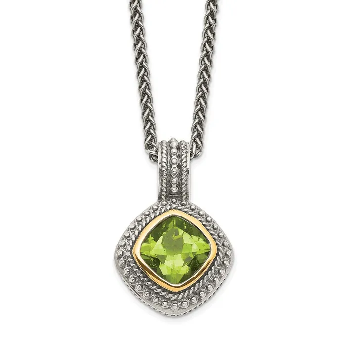 Sterling Silver w14k Peridot NecklaceWBCQTC864 WB Choice Jewelry Necklaces