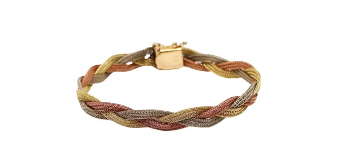 Vintage by Misty Bracelets Vintage ThreeTone 14k Gold Braided Bracelet