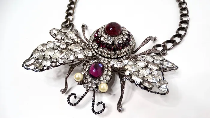 Vintage by Misty Necklaces Lawrence Vrba Large Lux Embellished Bee Statement Necklace Or Brooch