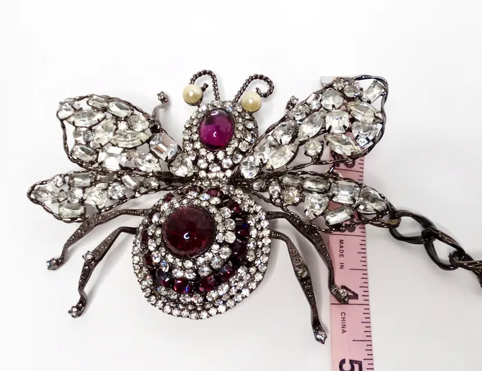 Vintage by Misty Necklaces Lawrence Vrba Large Lux Embellished Bee Statement Necklace Or Brooch