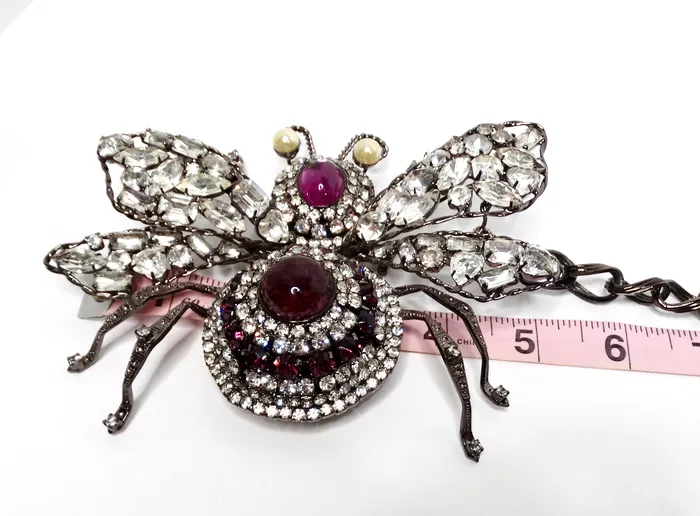 Vintage by Misty Necklaces Lawrence Vrba Large Lux Embellished Bee Statement Necklace Or Brooch