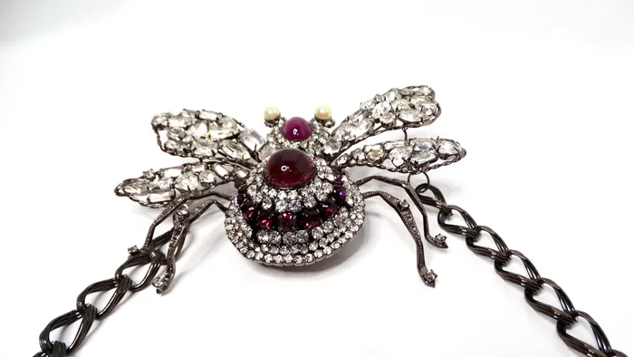 Vintage by Misty Necklaces Lawrence Vrba Large Lux Embellished Bee Statement Necklace Or Brooch