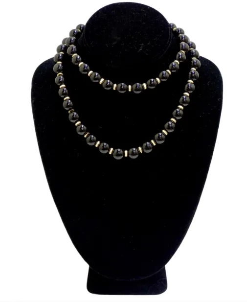 Vintage by Misty Necklaces Onyx 14k Gold Beaded Necklace