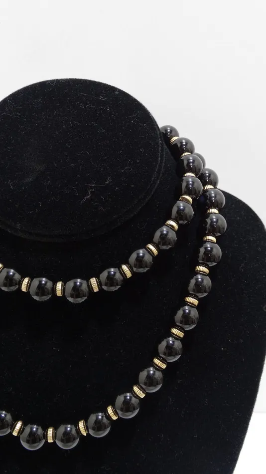 Vintage by Misty Necklaces Onyx 14k Gold Beaded Necklace Vintage by Misty Necklaces Onyx 14k Gold Beaded Necklace
