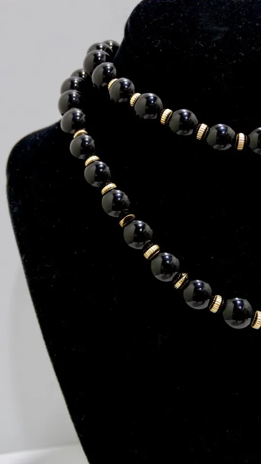 Vintage by Misty Necklaces Onyx 14k Gold Beaded Necklace Vintage by Misty Necklaces Onyx 14k Gold Beaded Necklace