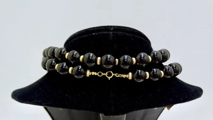 Vintage by Misty Necklaces Onyx 14k Gold Beaded Necklace Vintage by Misty Necklaces Onyx 14k Gold Beaded Necklace