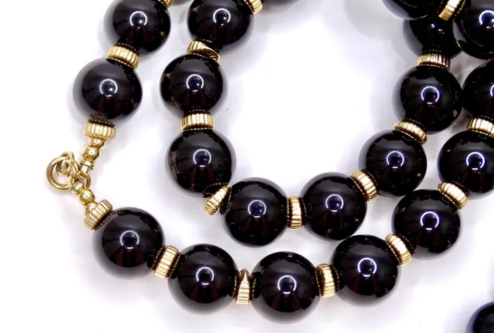 Vintage by Misty Necklaces Onyx 14k Gold Beaded Necklace Vintage by Misty Necklaces Onyx 14k Gold Beaded Necklace
