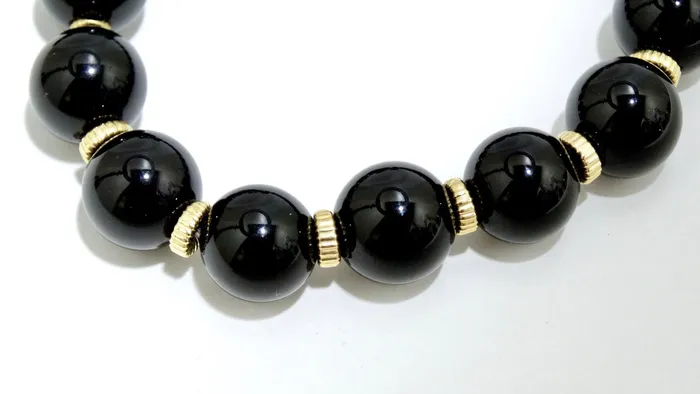Vintage by Misty Necklaces Onyx 14k Gold Beaded Necklace Vintage by Misty Necklaces Onyx 14k Gold Beaded Necklace