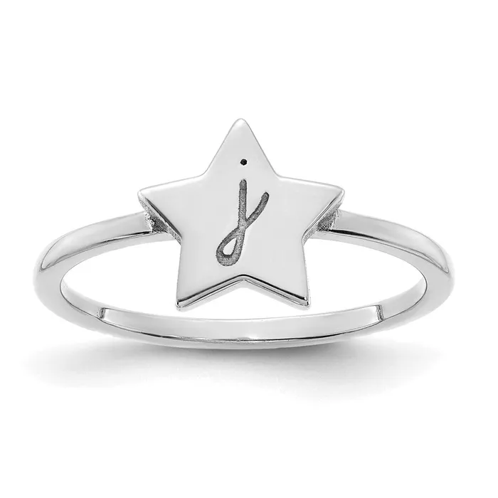 WB Choice Jewelry 10KW Initial Star Signet RingWBC10XNR116W Rings