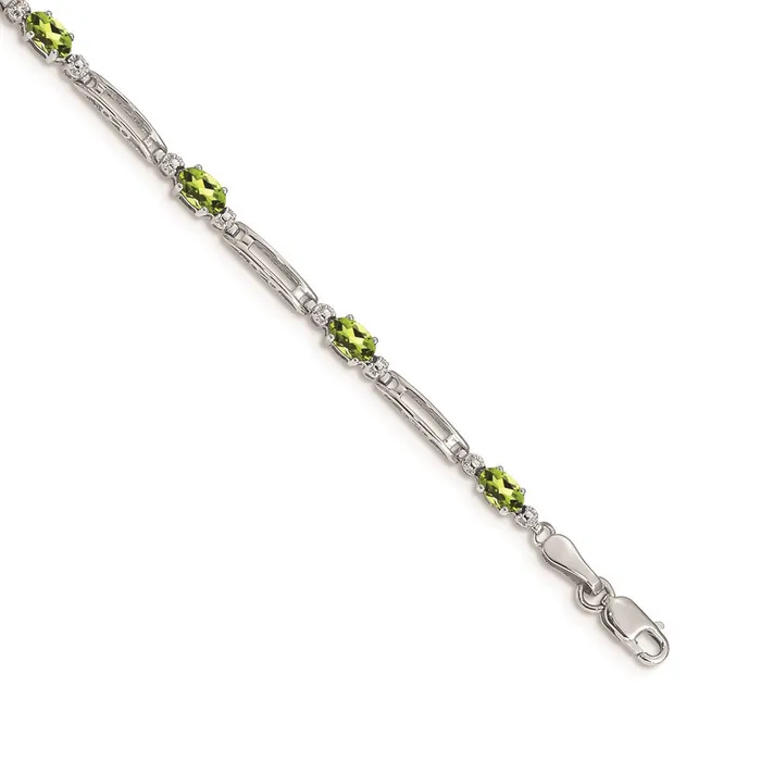 WB Choice Jewelry 14k White Gold Diamond and Peridot BraceletWBCBM4492PE001WA Bracelets WB Choice Jewelry 14k White Gold Diamond and Peridot BraceletWBCBM4492PE001WA Bracelets