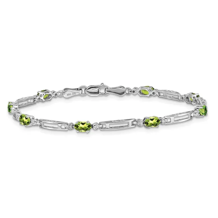 WB Choice Jewelry 14k White Gold Diamond and Peridot BraceletWBCBM4492PE001WA Bracelets WB Choice Jewelry 14k White Gold Diamond and Peridot BraceletWBCBM4492PE001WA Bracelets