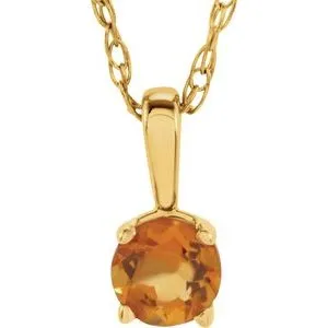WB Choice Jewelry 14K Yellow 3 mm Round Imitation Citrine Youth Birthstone 14 Necklace2839370056PSTWBC Necklaces WB Choice Jewelry 14K Yellow 3 mm Round Imitation Citrine Youth Birthstone 14 Necklace2839370056PSTWBC Necklaces