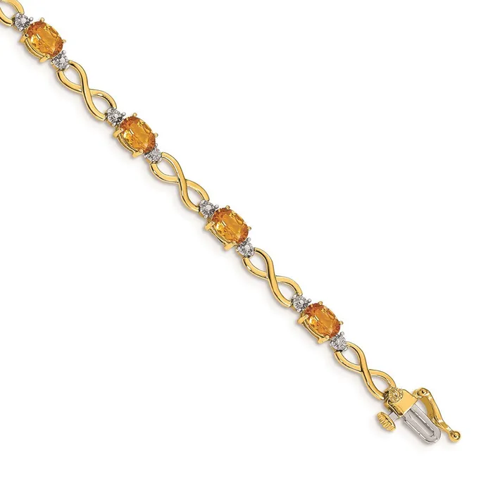 WB Choice Jewelry Bracelets 14k Citrine Diamond Infinity BraceletWBCBM4494CI003YA WB Choice Jewelry Bracelets 14k Citrine Diamond Infinity BraceletWBCBM4494CI003YA