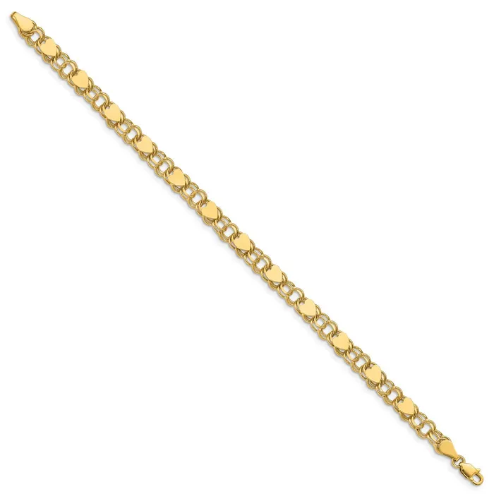 WB Choice Jewelry Bracelets 14k Double Link with Hearts Charm BraceletWBCDO5008 WB Choice Jewelry Bracelets 14k Double Link with Hearts Charm BraceletWBCDO5008