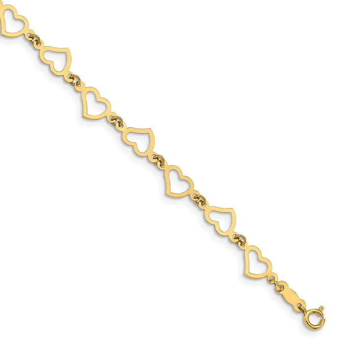WB Choice Jewelry Bracelets 14K Flat Open Hearts BraceletWBCFB135775