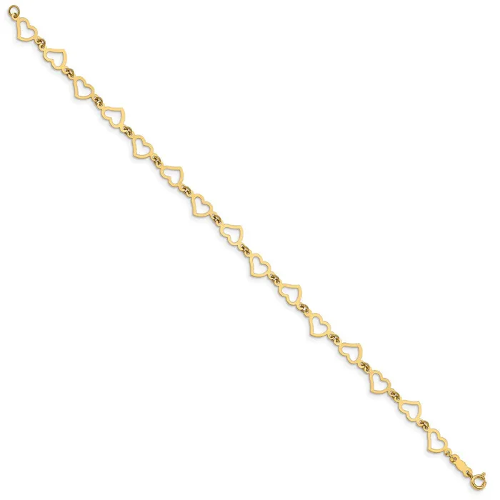 WB Choice Jewelry Bracelets 14K Flat Open Hearts BraceletWBCFB135775 WB Choice Jewelry Bracelets 14K Flat Open Hearts BraceletWBCFB135775