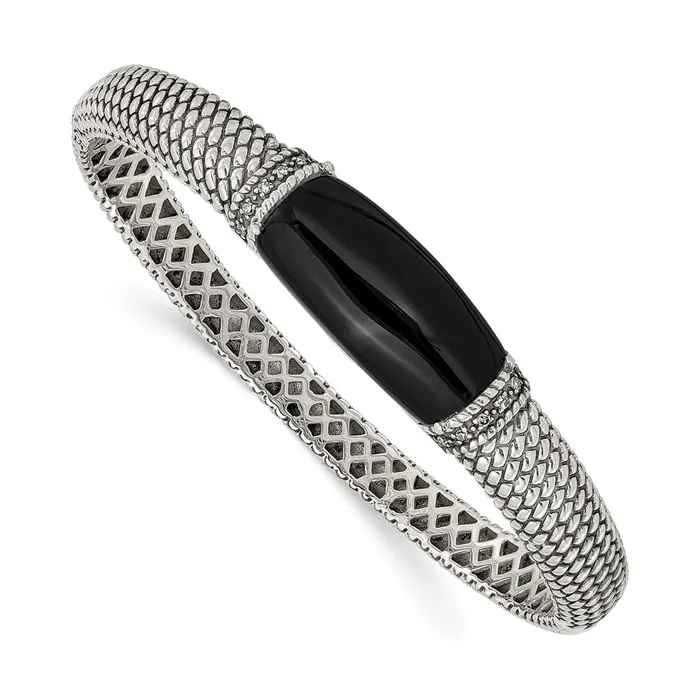 WB Choice Jewelry Bracelets Sterling Silver Onyx 110ct Diamond Bangle BraceletWBCQTC111 WB Choice Jewelry Bracelets Sterling Silver Onyx 110ct Diamond Bangle BraceletWBCQTC111
