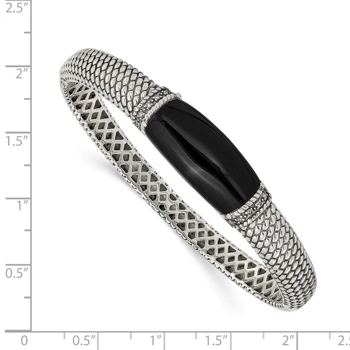 WB Choice Jewelry Bracelets Sterling Silver Onyx 110ct Diamond Bangle BraceletWBCQTC111 WB Choice Jewelry Bracelets Sterling Silver Onyx 110ct Diamond Bangle BraceletWBCQTC111