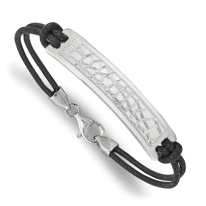 WB Choice Jewelry Bracelets Sterling Silver Rhodiumplated Reptile Design Black Cotton Cord BraceletWBCQG480275 WB Choice Jewelry Bracelets Sterling Silver Rhodiumplated Reptile Design Black Cotton Cord BraceletWBCQG480275