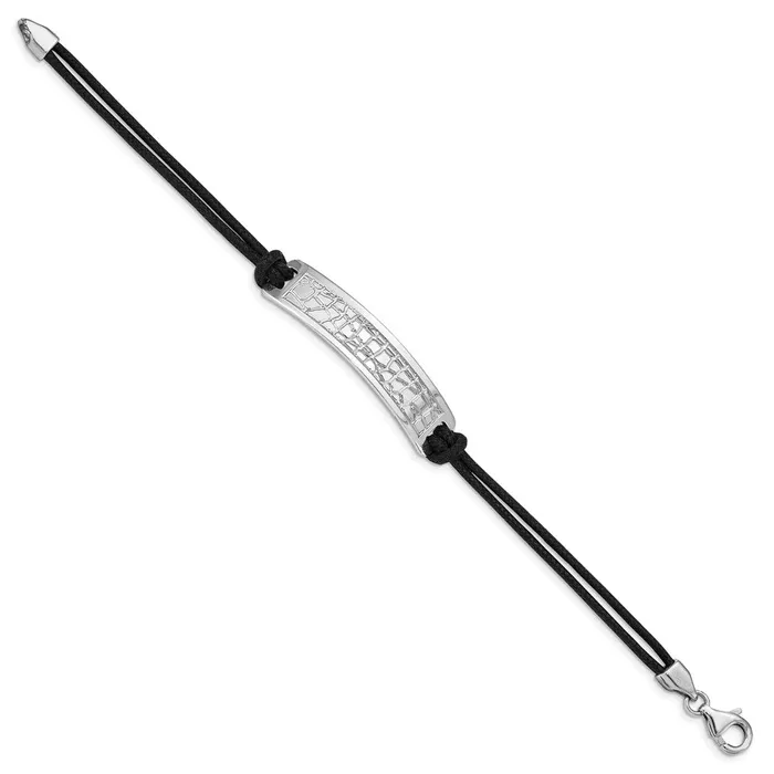 WB Choice Jewelry Bracelets Sterling Silver Rhodiumplated Reptile Design Black Cotton Cord BraceletWBCQG480275 WB Choice Jewelry Bracelets Sterling Silver Rhodiumplated Reptile Design Black Cotton Cord BraceletWBCQG480275