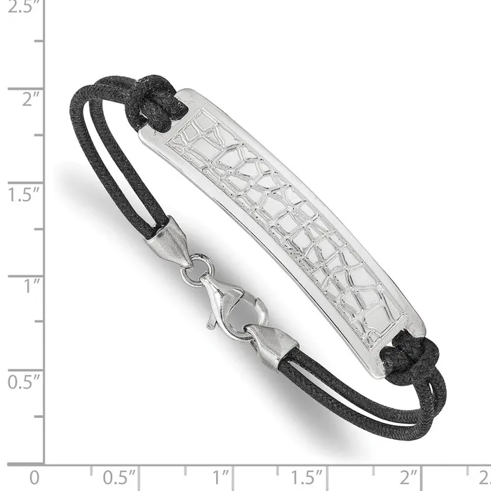 WB Choice Jewelry Bracelets Sterling Silver Rhodiumplated Reptile Design Black Cotton Cord BraceletWBCQG480275 WB Choice Jewelry Bracelets Sterling Silver Rhodiumplated Reptile Design Black Cotton Cord BraceletWBCQG480275