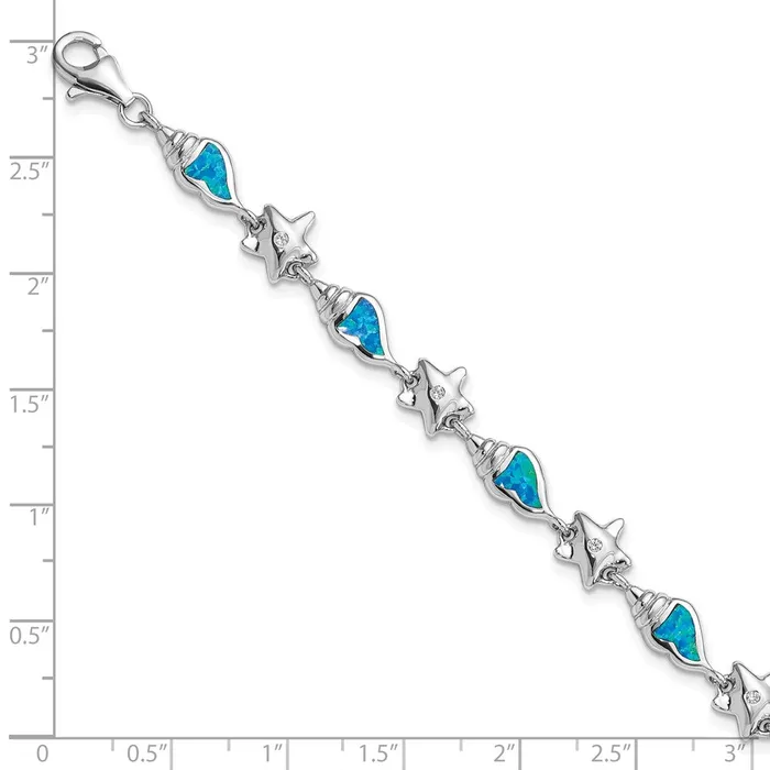 WB Choice Jewelry Bracelets Sterling Silver Rhodium Starfish CZCreated Opal Seashell BraceletWBCQG3987725 WB Choice Jewelry Bracelets Sterling Silver Rhodium Starfish CZCreated Opal Seashell BraceletWBCQG3987725