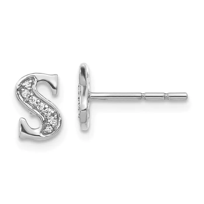 WB Choice Jewelry Earrings 14k White Gold Diamond Initial S EarringsWBCEM4170S005WA WB Choice Jewelry Earrings 14k White Gold Diamond Initial S EarringsWBCEM4170S005WA
