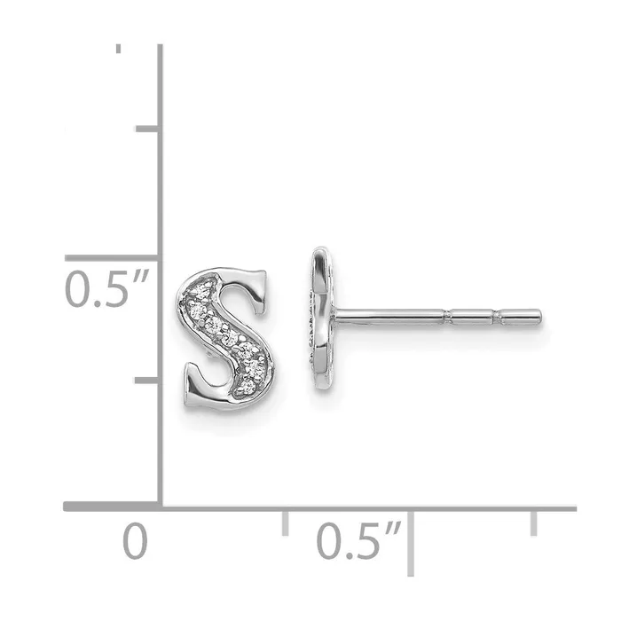 WB Choice Jewelry Earrings 14k White Gold Diamond Initial S EarringsWBCEM4170S005WA WB Choice Jewelry Earrings 14k White Gold Diamond Initial S EarringsWBCEM4170S005WA