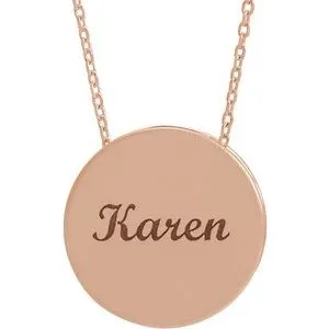 WB Choice Jewelry Necklaces 14K Rose 17 mm Engravable Scroll Disc 1618 Necklace86634602PSTWBC WB Choice Jewelry Necklaces 14K Rose 17 mm Engravable Scroll Disc 1618 Necklace86634602PSTWBC