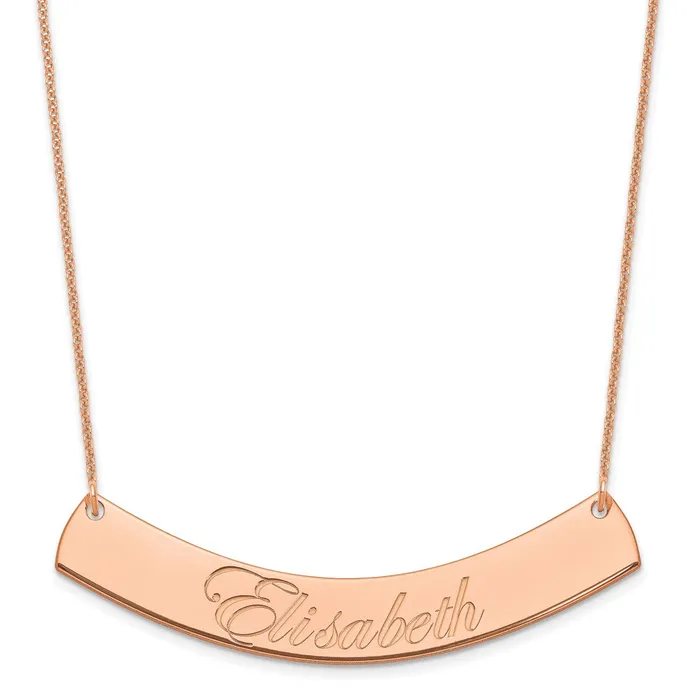 WB Choice Jewelry Necklaces 14K Rose Gold Large Polished Curved Edwardian Script Bar NecklaceWBCXNA1227R WB Choice Jewelry Necklaces 14K Rose Gold Large Polished Curved Edwardian Script Bar NecklaceWBCXNA1227R