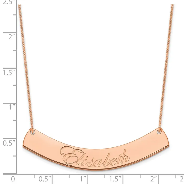 WB Choice Jewelry Necklaces 14K Rose Gold Large Polished Curved Edwardian Script Bar NecklaceWBCXNA1227R WB Choice Jewelry Necklaces 14K Rose Gold Large Polished Curved Edwardian Script Bar NecklaceWBCXNA1227R