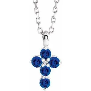 WB Choice Jewelry Necklaces Platinum Blue Sapphire Cross 1618 Necklace R42363738PSTWBC WB Choice Jewelry Necklaces Platinum Blue Sapphire Cross 1618 Necklace R42363738PSTWBC