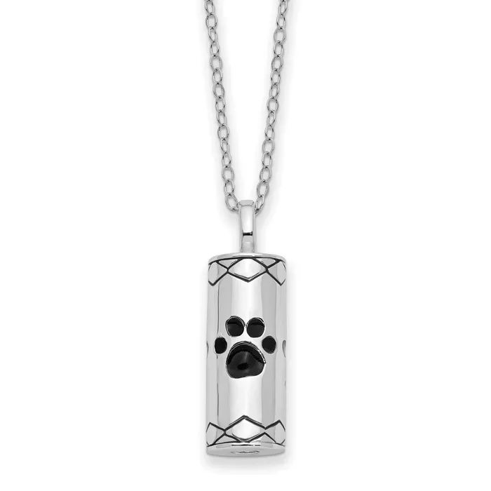 WB Choice Jewelry Necklaces Sterling Silver Antiqued Cylinder with Paws Ash Holder 18in NecklaceWBCQSX780 WB Choice Jewelry Necklaces Sterling Silver Antiqued Cylinder with Paws Ash Holder 18in NecklaceWBCQSX780