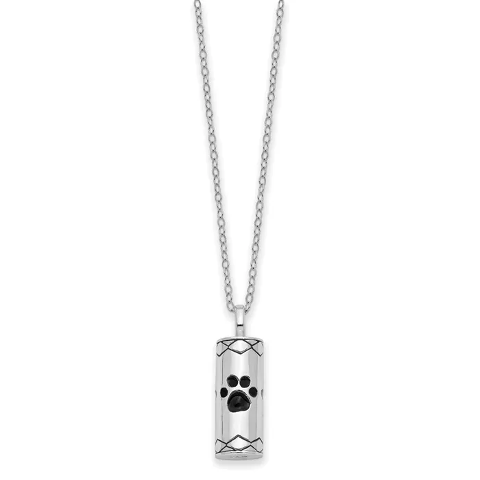 WB Choice Jewelry Necklaces Sterling Silver Antiqued Cylinder with Paws Ash Holder 18in NecklaceWBCQSX780 WB Choice Jewelry Necklaces Sterling Silver Antiqued Cylinder with Paws Ash Holder 18in NecklaceWBCQSX780