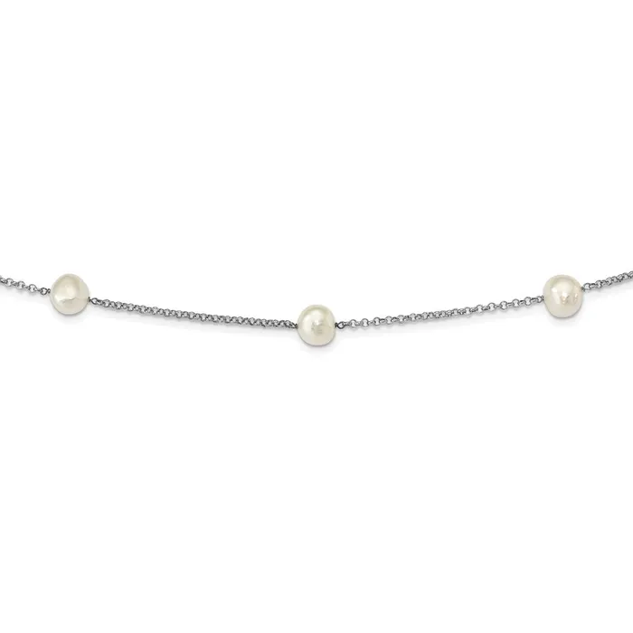 WB Choice Jewelry Necklaces Sterling Silver Rhodplat 910mm White Baroq FWC Pearl 7stat NecklaceWBCQH555520 WB Choice Jewelry Necklaces Sterling Silver Rhodplat 910mm White Baroq FWC Pearl 7stat NecklaceWBCQH555520