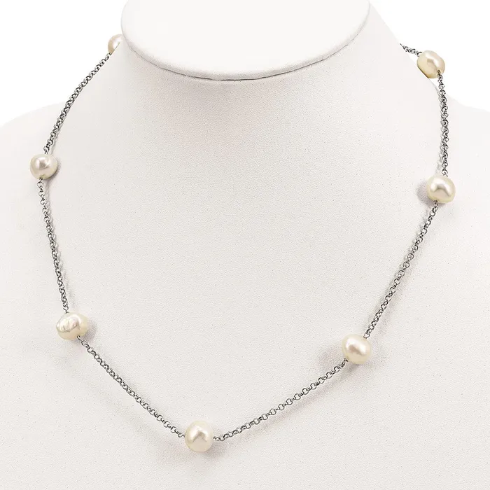 WB Choice Jewelry Necklaces Sterling Silver Rhodplat 910mm White Baroq FWC Pearl 7stat NecklaceWBCQH555520 WB Choice Jewelry Necklaces Sterling Silver Rhodplat 910mm White Baroq FWC Pearl 7stat NecklaceWBCQH555520