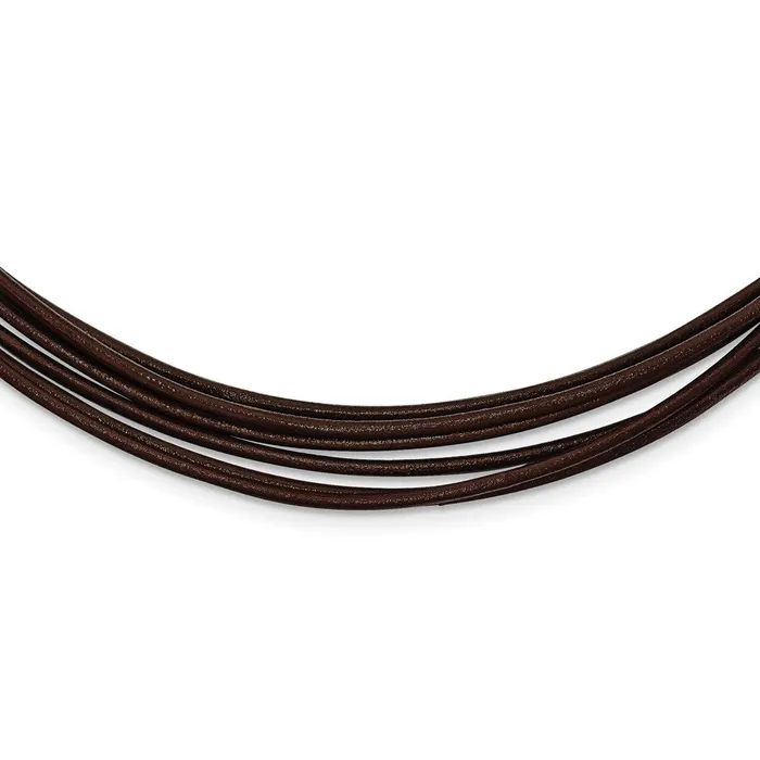 WB Choice Jewelry Necklaces Sterling Silver Rhodiumplated 16inch Brown MultiCord Leather NecklaceWBCQK4116 WB Choice Jewelry Necklaces Sterling Silver Rhodiumplated 16inch Brown MultiCord Leather NecklaceWBCQK4116