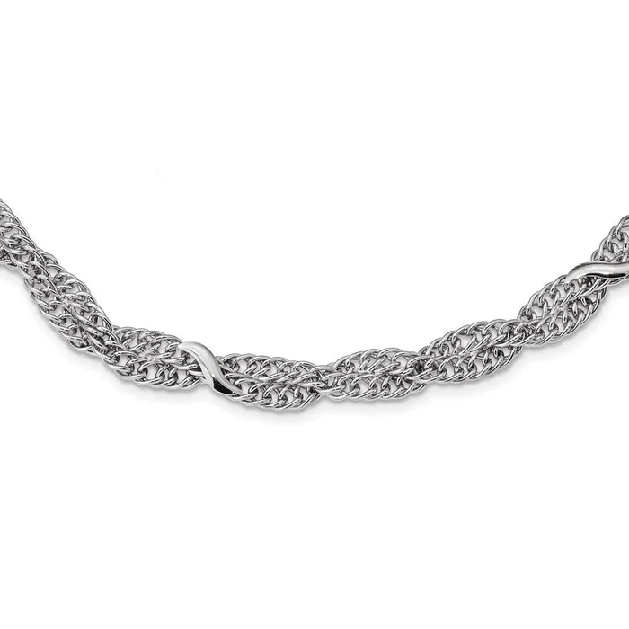 WB Choice Jewelry Necklaces Sterling Silver RhodiumPlated Double Twisted Cable 2in ext NecklaceWBCQG451617 WB Choice Jewelry Necklaces Sterling Silver RhodiumPlated Double Twisted Cable 2in ext NecklaceWBCQG451617