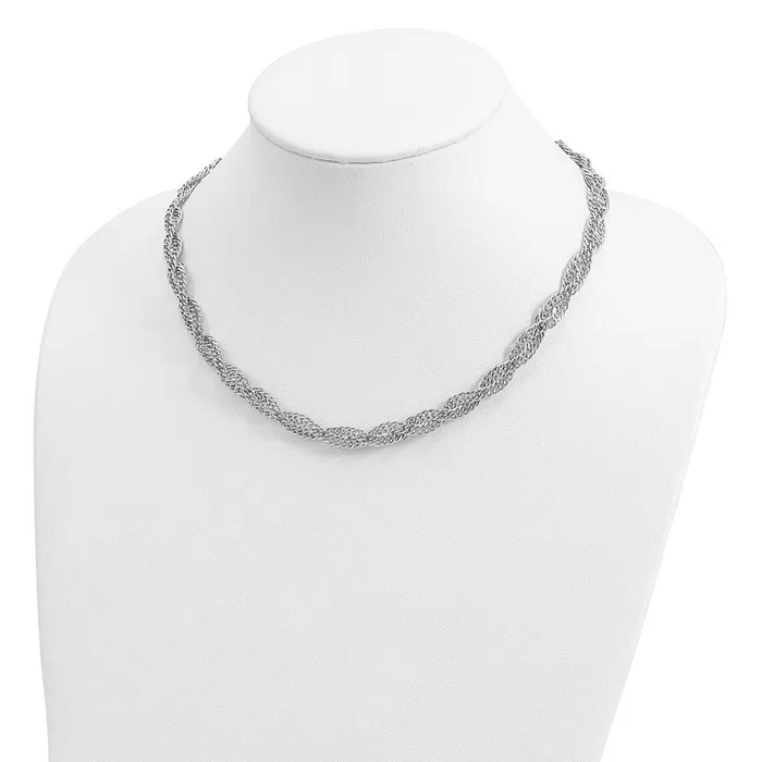 WB Choice Jewelry Necklaces Sterling Silver RhodiumPlated Double Twisted Cable 2in ext NecklaceWBCQG451617 WB Choice Jewelry Necklaces Sterling Silver RhodiumPlated Double Twisted Cable 2in ext NecklaceWBCQG451617