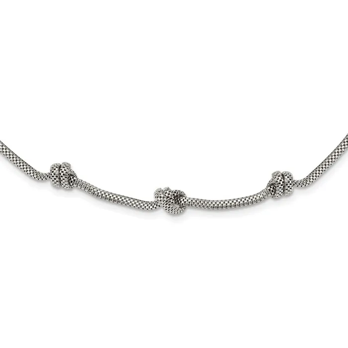 WB Choice Jewelry Necklaces Sterling Silver Rhodiumplated Knotted Mesh w2in Ext NecklaceWBCQG599817 WB Choice Jewelry Necklaces Sterling Silver Rhodiumplated Knotted Mesh w2in Ext NecklaceWBCQG599817