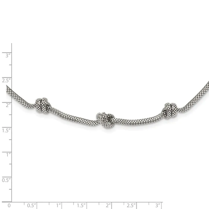 WB Choice Jewelry Necklaces Sterling Silver Rhodiumplated Knotted Mesh w2in Ext NecklaceWBCQG599817 WB Choice Jewelry Necklaces Sterling Silver Rhodiumplated Knotted Mesh w2in Ext NecklaceWBCQG599817