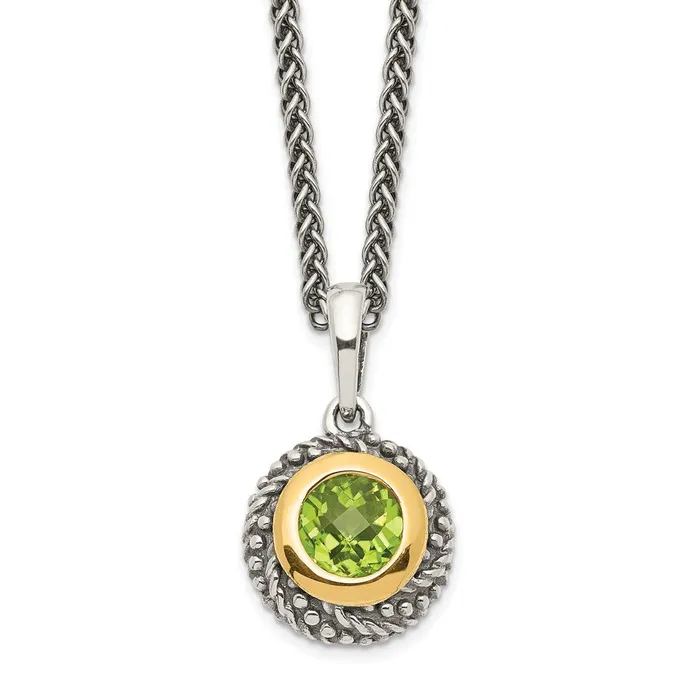 WB Choice Jewelry Necklaces Sterling Silver w14k Peridot NecklaceWBCQTC1470 WB Choice Jewelry Necklaces Sterling Silver w14k Peridot NecklaceWBCQTC1470