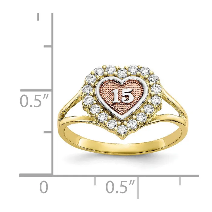 WB Choice Jewelry Rings 10k Twotone Sweet 15 CZ Heart RingWBC10C1220 WB Choice Jewelry Rings 10k Twotone Sweet 15 CZ Heart RingWBC10C1220