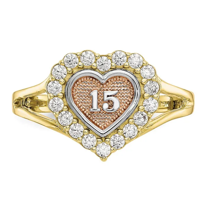 WB Choice Jewelry Rings 10k Twotone Sweet 15 CZ Heart RingWBC10C1220 WB Choice Jewelry Rings 10k Twotone Sweet 15 CZ Heart RingWBC10C1220