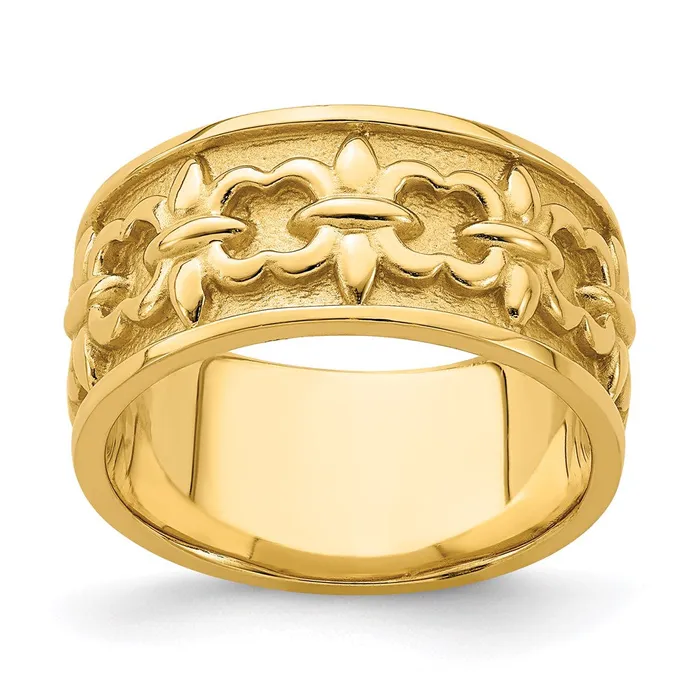 WB Choice Jewelry Rings 14K Polished Satin FleurDeLis Band RingR705WBC WB Choice Jewelry Rings 14K Polished Satin FleurDeLis Band RingR705WBC