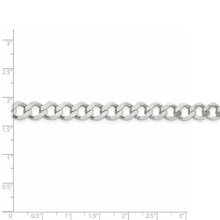 WB Choice Jewelry Rings Sterling Silver 81mm Semisolid Flat Curb ChainWBCQLFB18024 WB Choice Jewelry Rings Sterling Silver 81mm Semisolid Flat Curb ChainWBCQLFB18024