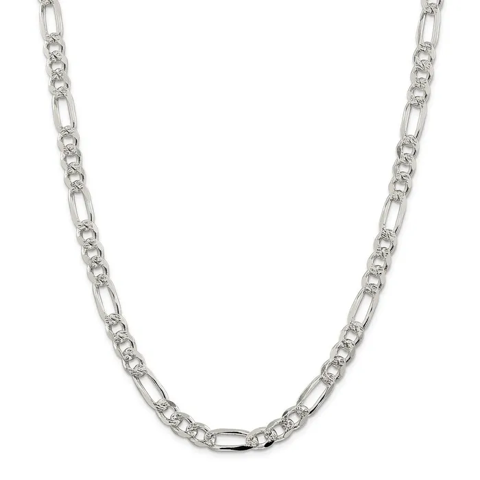 WB Choice Jewelry Rings Sterling Silver 8mm Pave Flat Figaro ChainWBCQFF22028 WB Choice Jewelry Rings Sterling Silver 8mm Pave Flat Figaro ChainWBCQFF22028