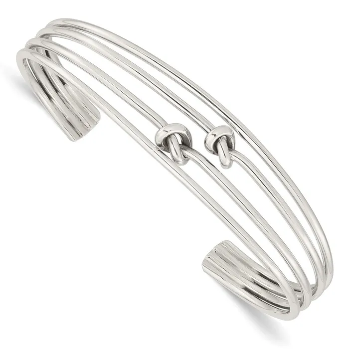 WB Choice Jewelry Rings Sterling Silver Polished 4 Band Knots Cuff BangleWBCQB1373 WB Choice Jewelry Rings Sterling Silver Polished 4 Band Knots Cuff BangleWBCQB1373